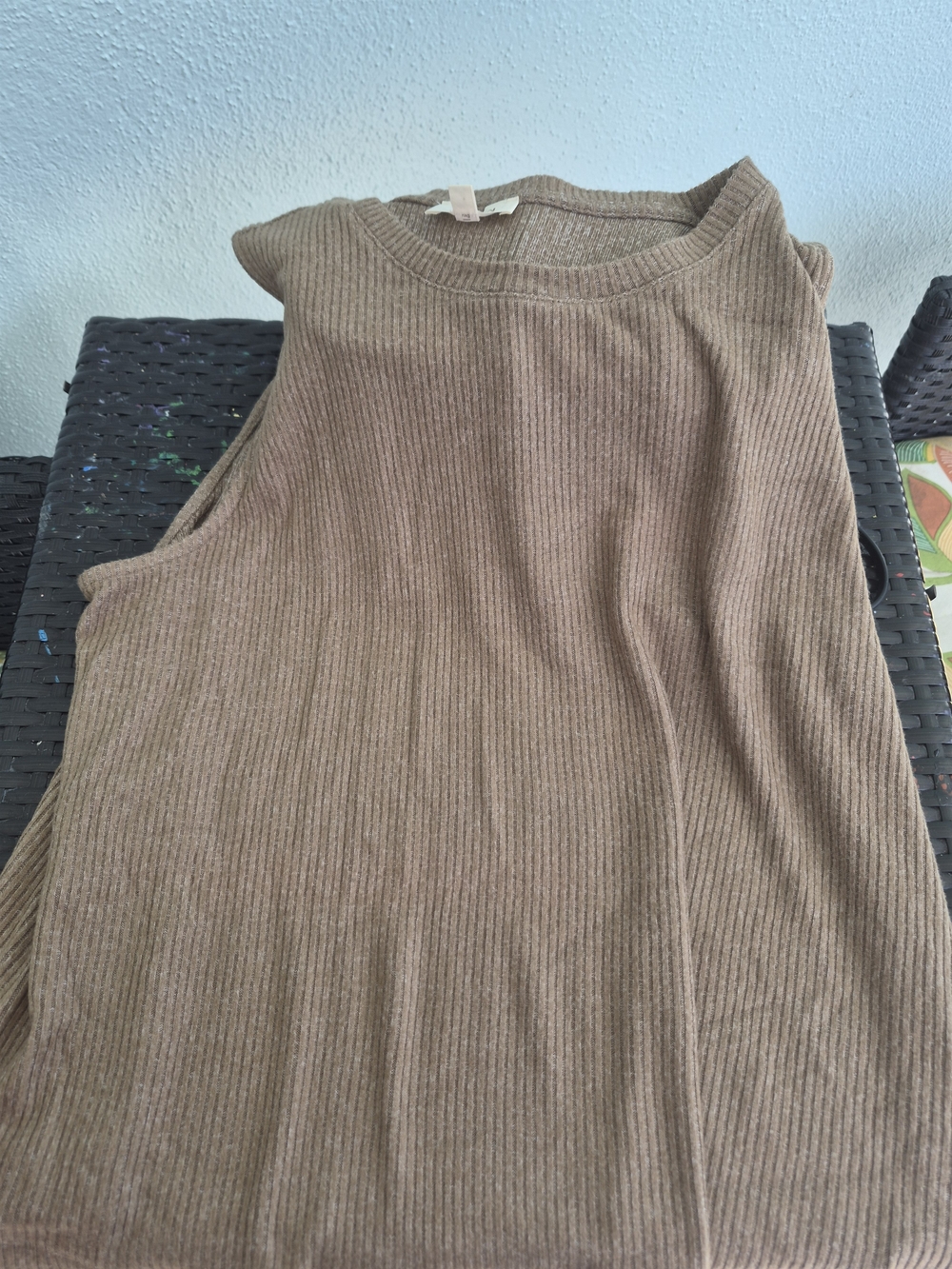 Sleeveless Ribbed Tank Top - Taupe